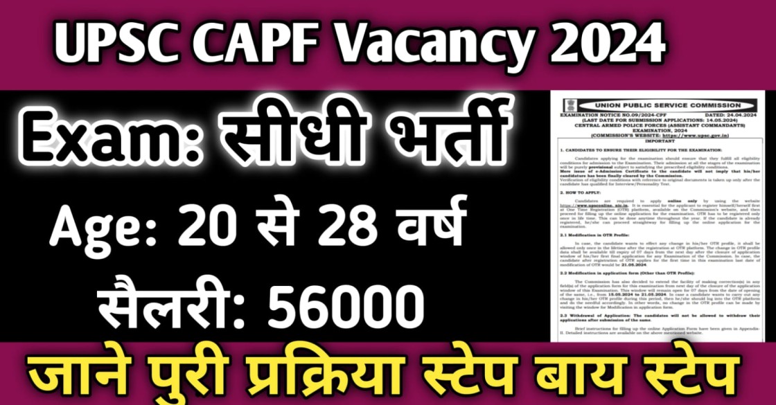 UPSC CAPF Vacancy 2024